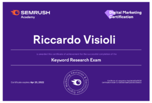 certificazione di Semrush sulla Keyword Research